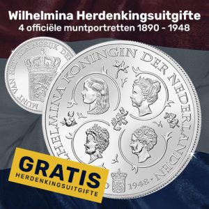 Gratis verzilverde Wilhelmina herdenkingsuitgifte