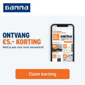 GAMMA nieuwsbrief korting van 5 euro bij inschrijving met aanbieding en acties op klusproducte